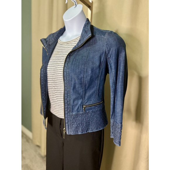 Women's White House Black Market Cropped Denim Jacket, M, Blue - Picture 2 of 10